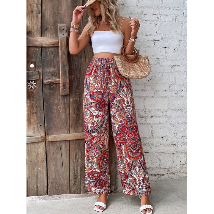 Damen Palazzo-Hose mit elastischem Bund und nostalgischem Paisleymuster Drune