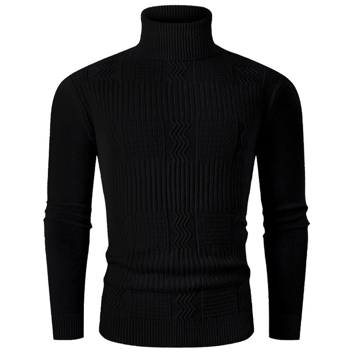 Herren Rollkragenpullover aus Feinstrick mit strukturiertem Jacquardmuster und tailliertem Schnitt Drune