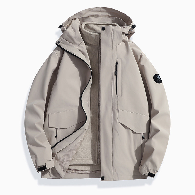 Herren Leichte Softshell-Regenjacke mit herausnehmbarem Fleecefutter, versiegelten Nähten und Multifunktions‑Taschen Drune