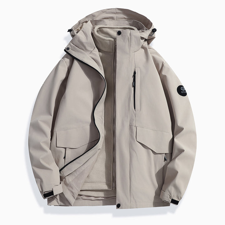 Herren Leichte Softshell-Regenjacke mit herausnehmbarem Fleecefutter, versiegelten Nähten und Multifunktions‑Taschen Drune