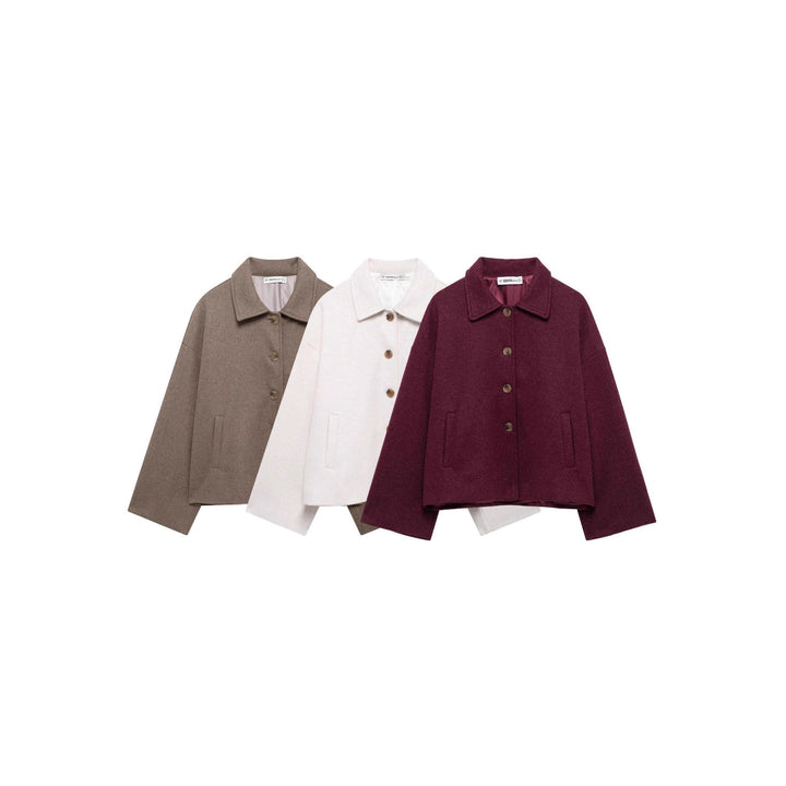 Damen Kurzmantel aus Woll-Mix mit Oversize‑Silhouette und verdeckter Knopfleiste Drune