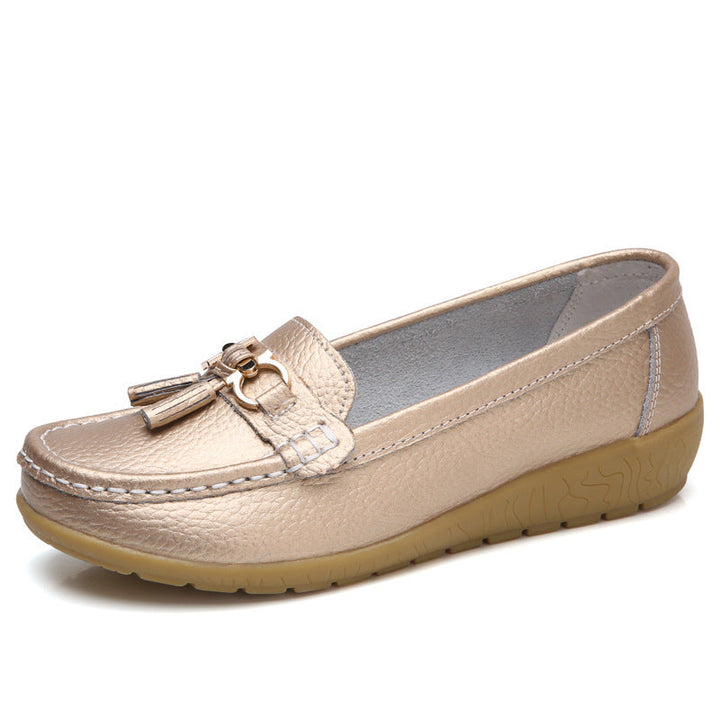 Damen Mokassins mit ornamentaler Schnalle und weicher Sohle Drune