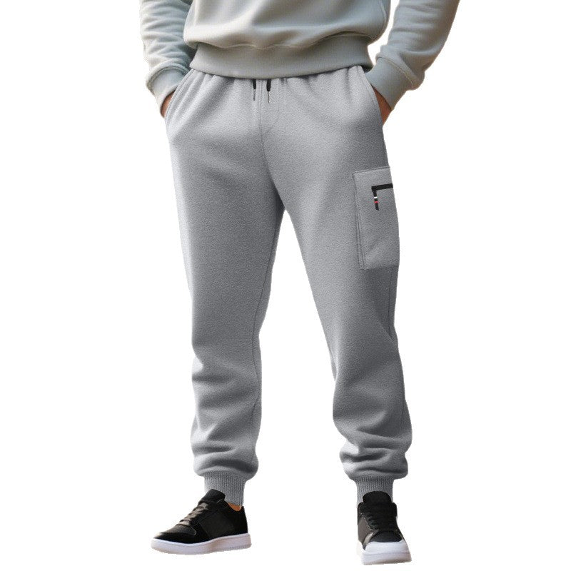 Herren lässige Jogginghose mit Cargo-Reißverschlusstasche, elastischem Bund und gerippten Bündchen Drune