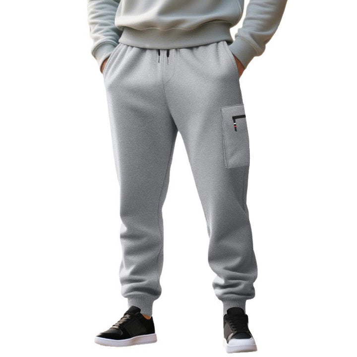 Herren lässige Jogginghose mit Cargo-Reißverschlusstasche, elastischem Bund und gerippten Bündchen Drune
