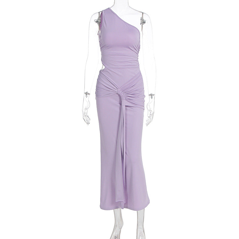 Damen stilvolles Wickelkleid mit asymmetrischem Ausschnitt und Rüschendetails Drune