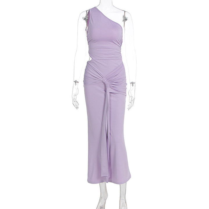 Damen stilvolles Wickelkleid mit asymmetrischem Ausschnitt und Rüschendetails Drune