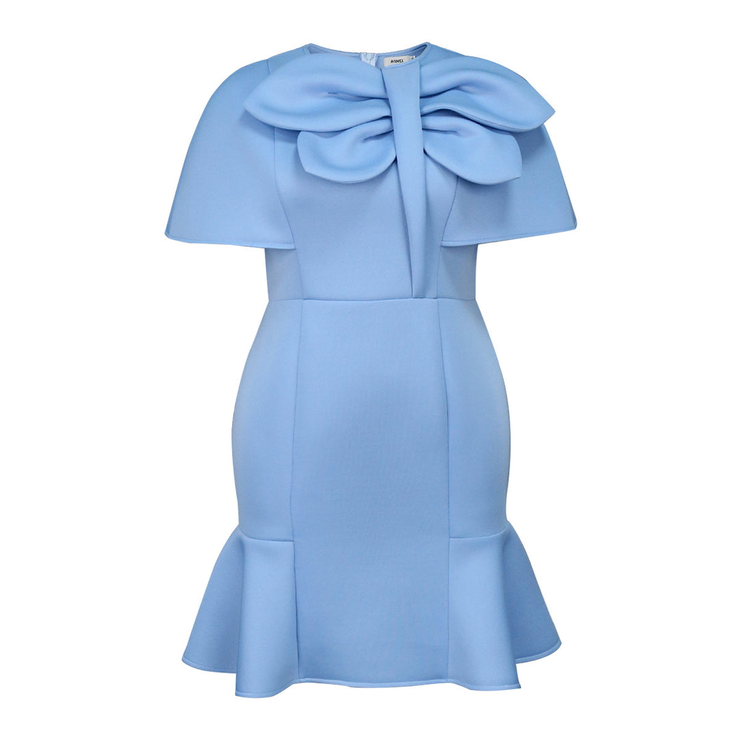Damen Elegantes Kleid mit voluminösem Schleifenakzent Drune