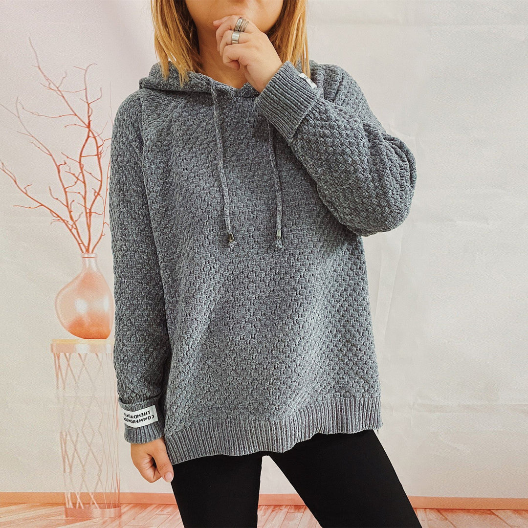Damen lockerer Hoodie mit strukturiertem Gewebe und modernem Kordelzug Drune