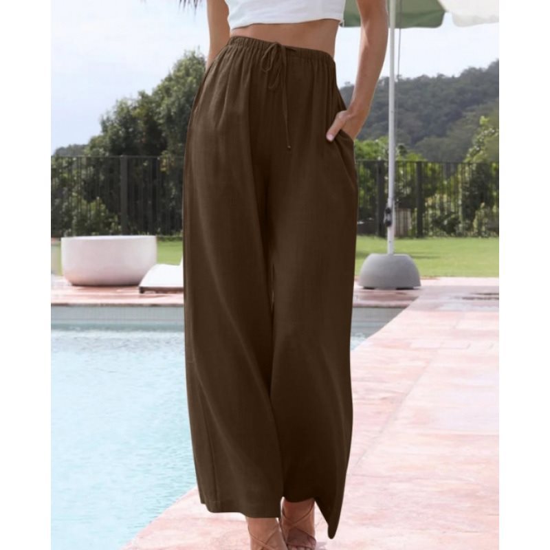 Damen Weite Palazzo-Hose mit elastischem Bund und seitlichen Taschen Drune