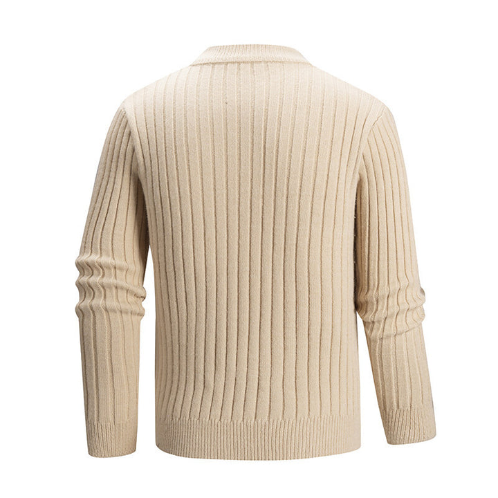 Herren Kabelstrick-Mockneck-Pullover aus feinem Wollmix mit Zopfmuster Drune