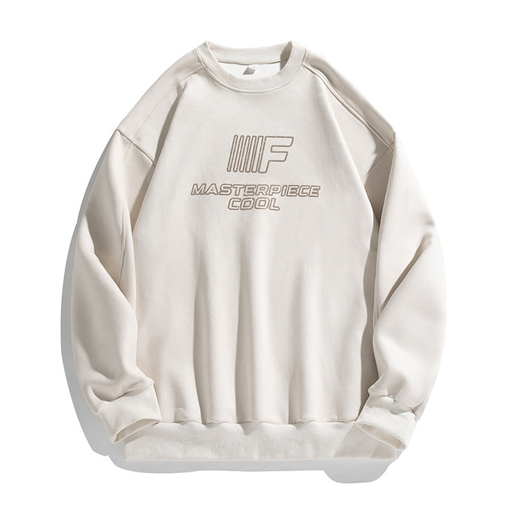 Unisex Fleece-Sweatshirt mit Samtoptik, gesticktem Logo und Drop-Shoulder Drune