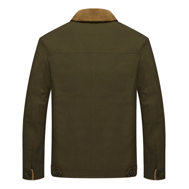 Herren Gefütterte Canvas-Arbeitsjacke mit durchgehendem Teddyfutter und Hemdkragen Drune