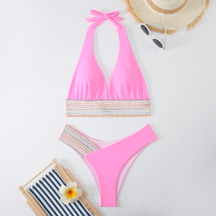 Damen Triangel-Bikini-Set mit modischem Wickelband Drune