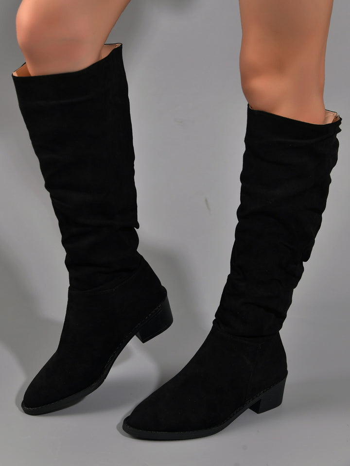 Damen modische Overknee-Stiefel aus weichem Wildleder Drune
