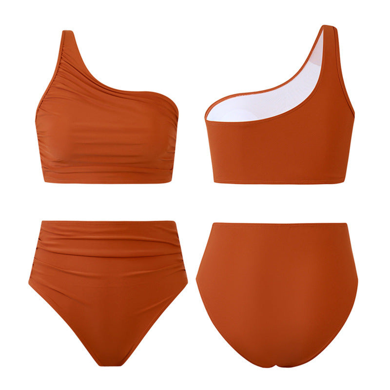 Damen Bikini-Set mit elegantem asymmetrischen Oberteil und hohem Taillenslip Drune