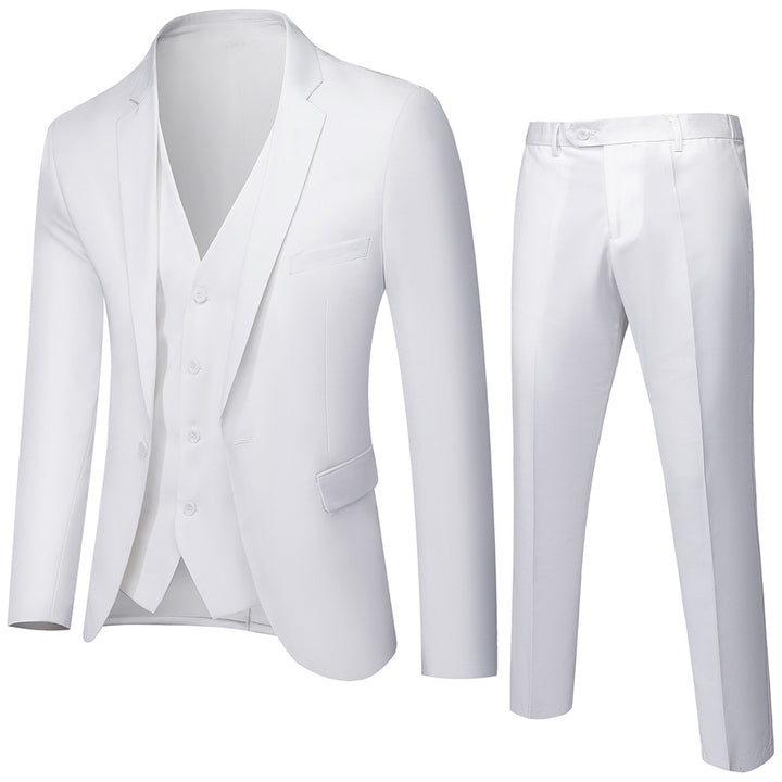 Herren nan dreiteiliges Business-Anzugset mit tailliertem Einreiher-Sakko, schmal geschnittener Weste und elegant geschnittener Anzughose Drune