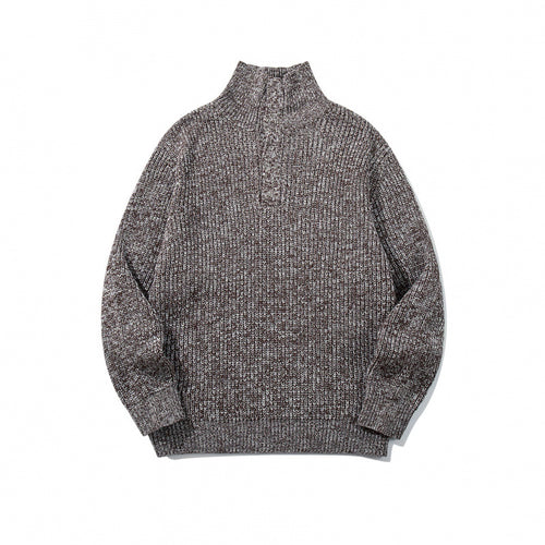 Unisex Grobgestrickter Halfzip-Pullover mit Stehkragen und markanter Rippenstruktur Drune