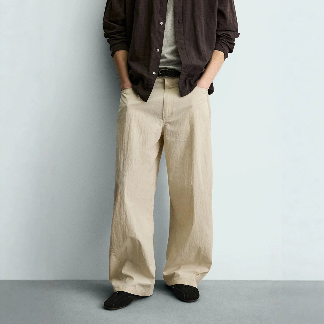 Damen Weite kurzgeschnittene Chinohose mit hoher Taille und Fünf-Taschen-Design Drune