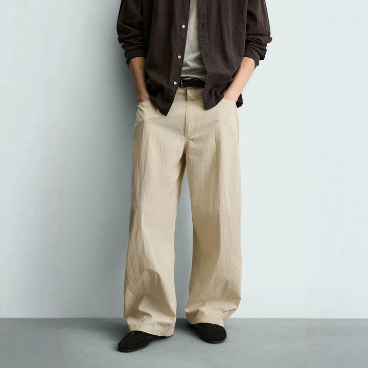 Damen Weite kurzgeschnittene Chinohose mit hoher Taille und Fünf-Taschen-Design Drune