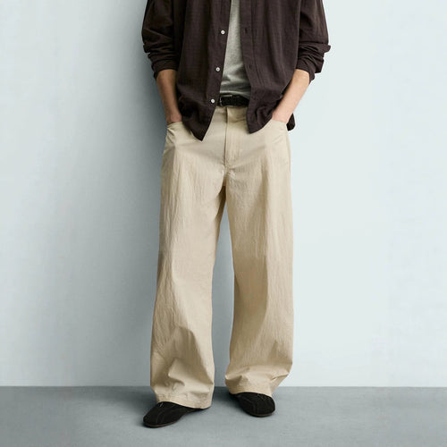 Damen Weite kurzgeschnittene Chinohose mit hoher Taille und Fünf-Taschen-Design Drune