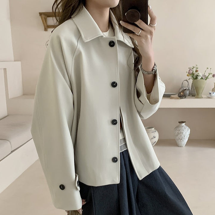 Damen Oversize Kurzjacke mit überschnittenen Schultern und großer Knopfleiste Drune