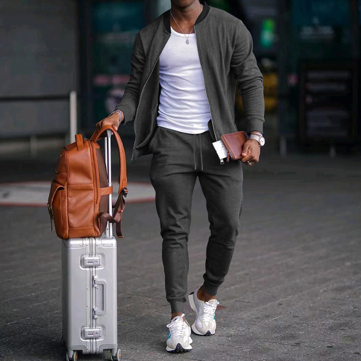 Herren nan sportives Freizeitset mit Bomberjacke und tapered Jogginghose aus Baumwollmix Drune