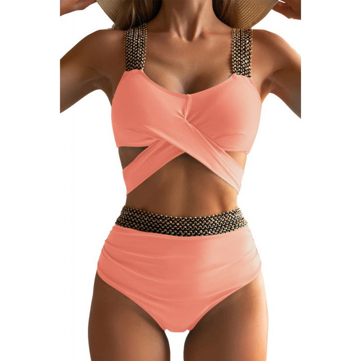 Damen Hochtailliertes Bikini-Set mit modischem Knoten-Design und eleganten Trägern Drune