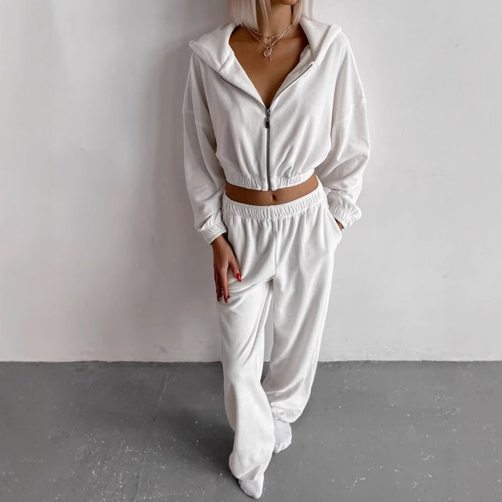 Damen sportlicher Fleece-Overall mit hohem Kragen und elastischem Bund Drune