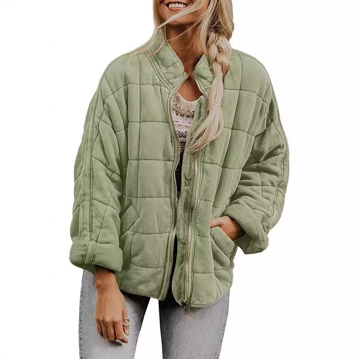 Damen gesteppte Kapuzenjacke mit Reißverschluss und Taschen Drune