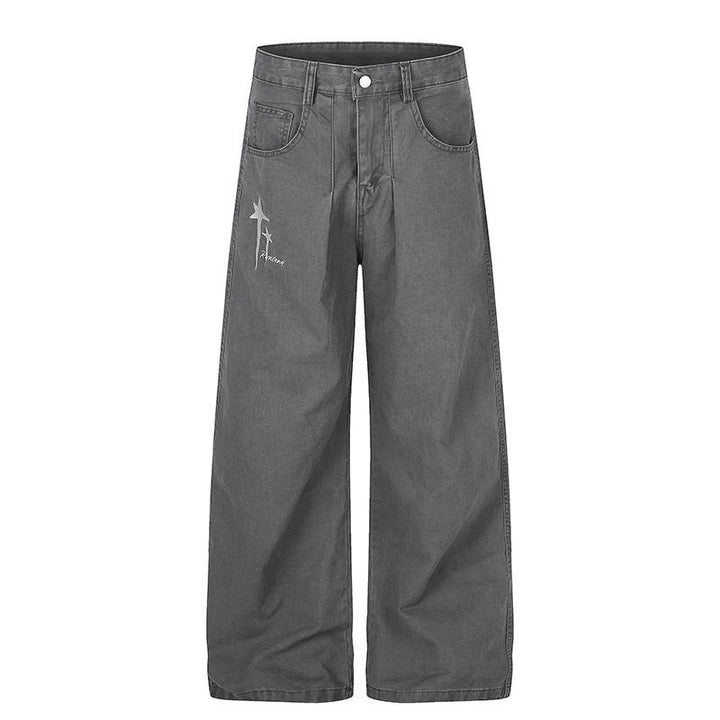 Damen Highwaist Culotte-Jeans mit weitem Bein, hoher Taille und dezenter Stern-Applikation Drune