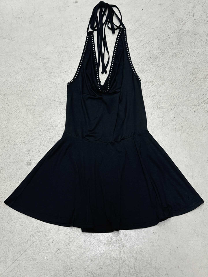Damen Schwimmlatzkleid mit tiefem V-Ausschnitt und verspieltem Saum Drune