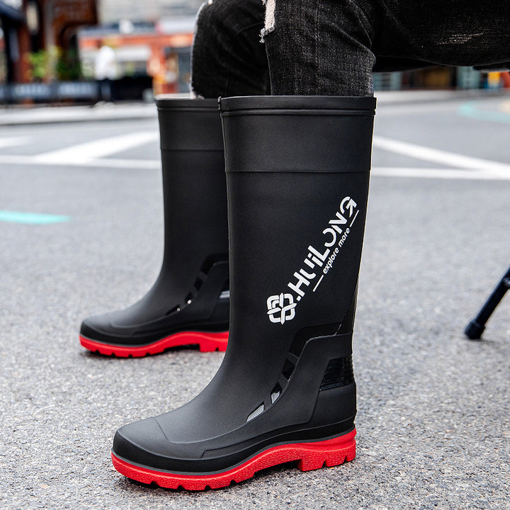 Herren Wasserdichte Gummistiefel mit verstellbarem Schaftabschluss und profiliertem Dämpfungssohlensystem Drune
