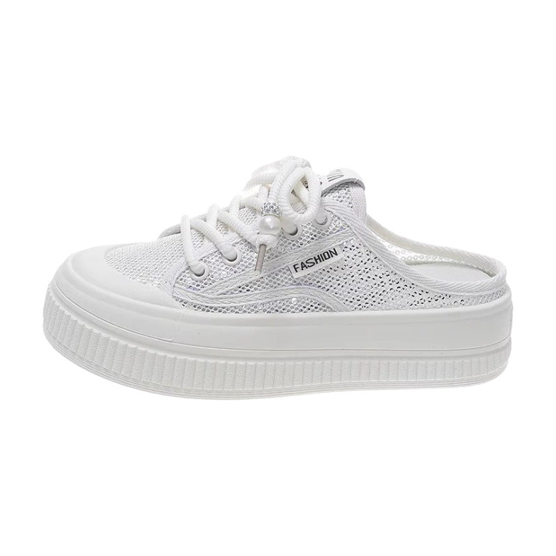 Damen Sneaker-Pantoletten im luftigen Mesh-Design mit modischer Plateausohle Drune