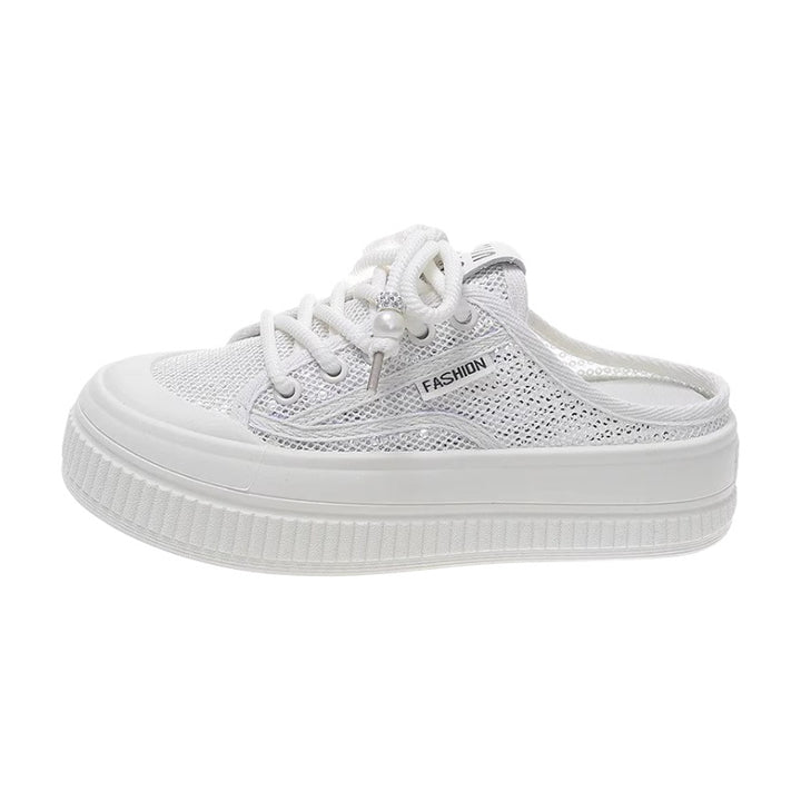 Damen Sneaker-Pantoletten im luftigen Mesh-Design mit modischer Plateausohle Drune