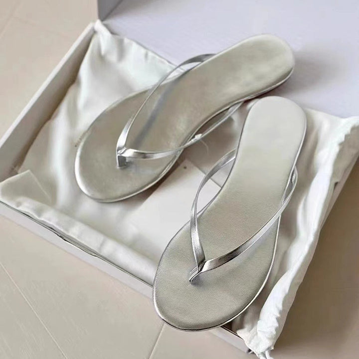 Damen Elegante Flip-Flops mit schimmerndem Riemen und komfortabler Sohle Drune