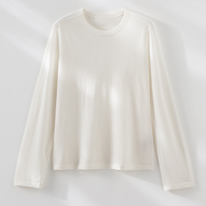 Damen Feines Langarm-Feinstrickshirt mit Rundhalsausschnitt und gerader Silhouette Drune