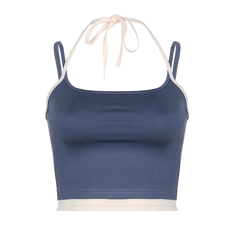 Damen Sportliches Crop-Top mit verstellbaren Trägern und neutralem Design Drune