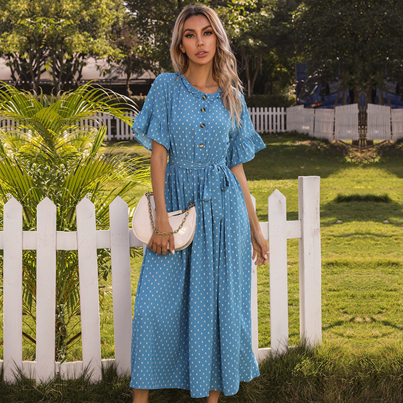 Damen Midi-Kleid mit Knopfleiste und fließendem Schnitt Drune