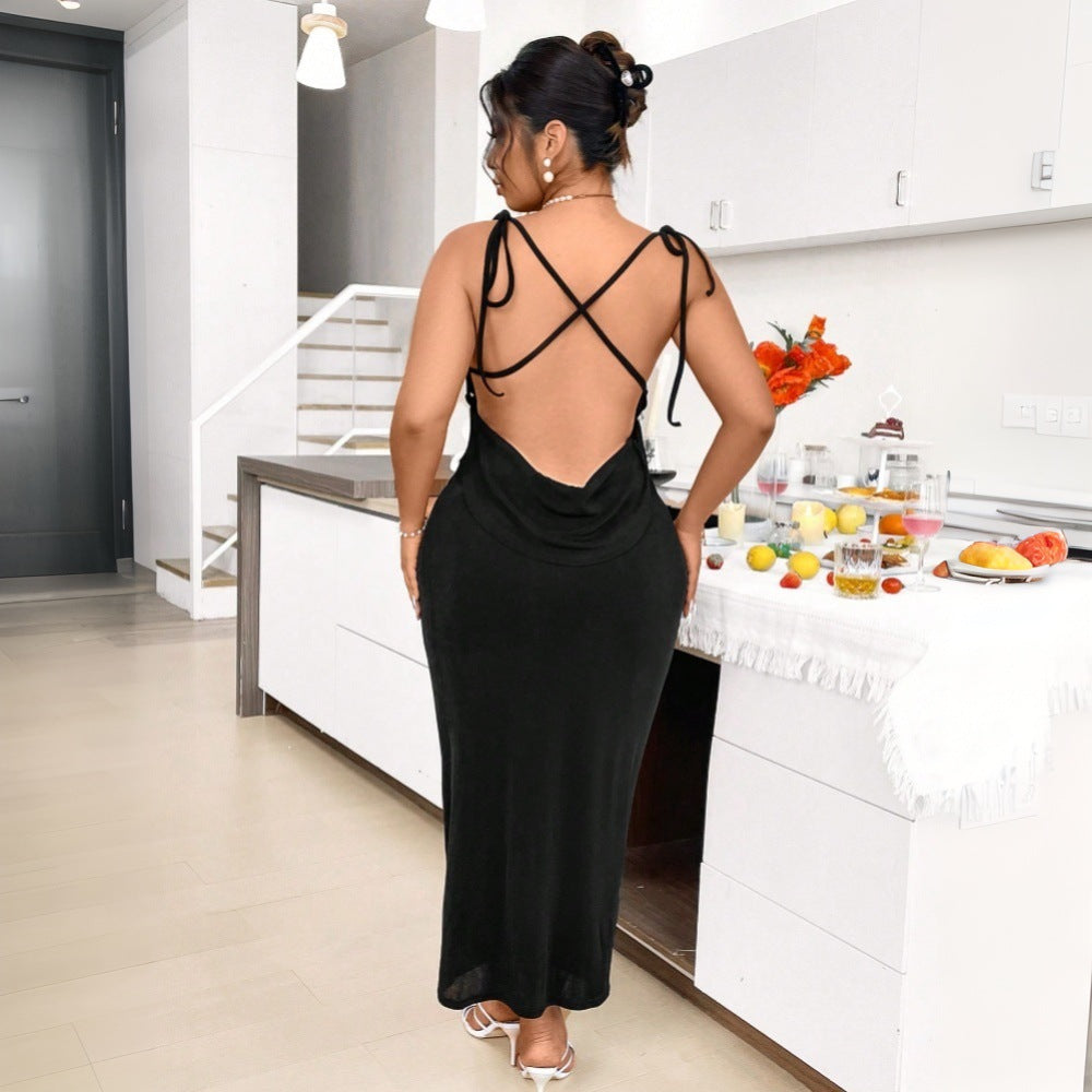 Damen Maxikleid mit verstellbaren Spaghettiträgern und elegantem Schnitt Drune