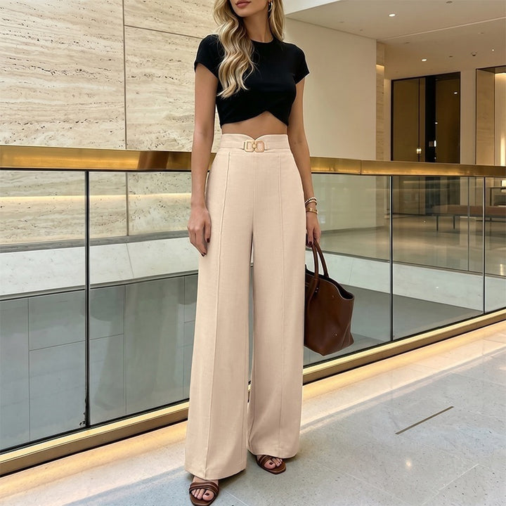 Damen Elegante Hochganzjeans mit weitem Bein Drune