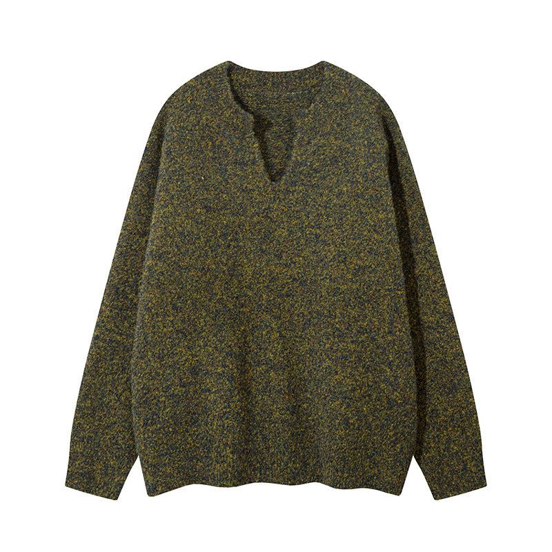 Unisex Oversize-Strickpullover mit kurzem V-Schlitzkragen Drune