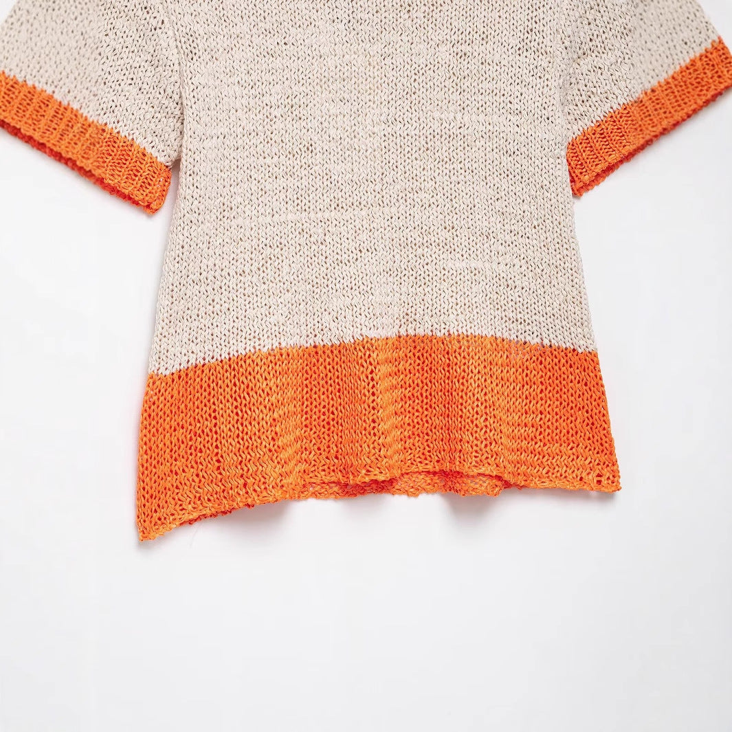Damen Stricktop mit kontrastierenden Farbakzenten und lockerer Passform Drune