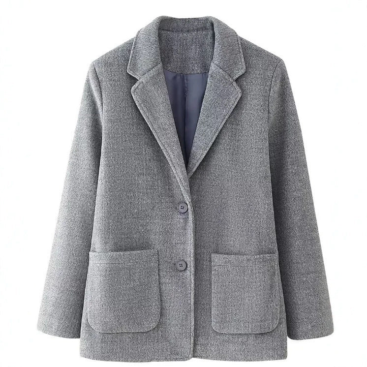 Damen Taillierte Blazerjacke mit asymmetrischer Knopfleiste und Rundhalsausschnitt Drune