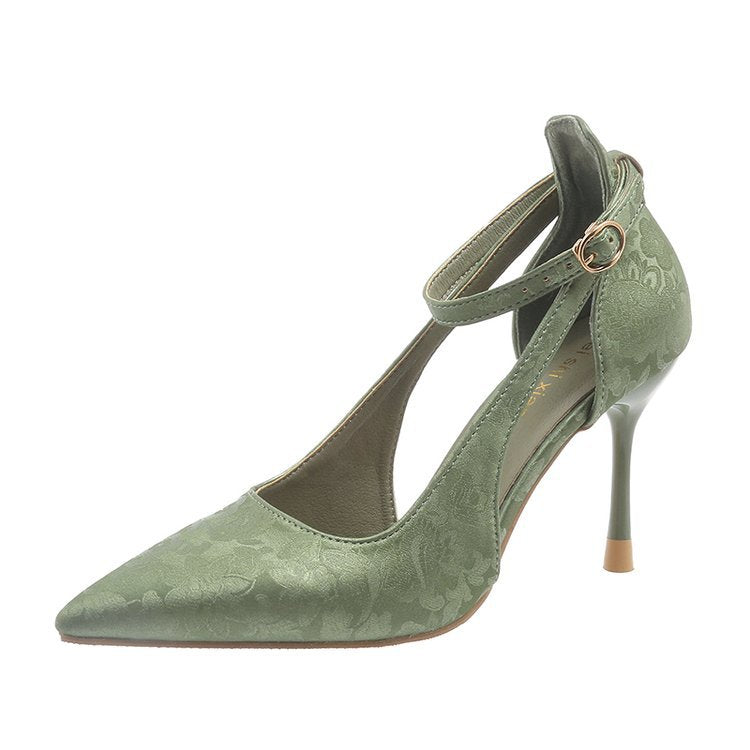 Damen Spitzen High Heels mit eleganter Fesselriemenverzierung Drune