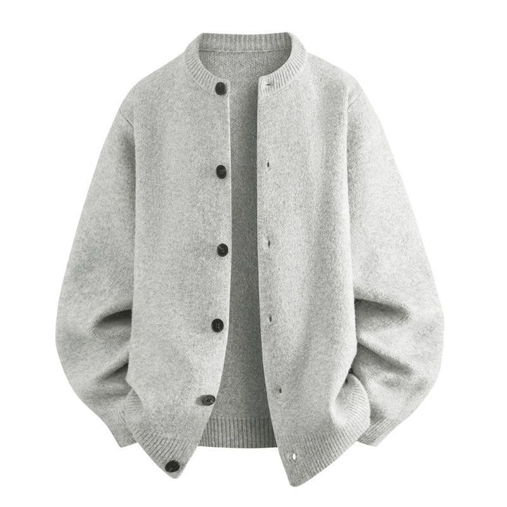 Damen Oversize Strickjacke im Bomberstil mit Rundhals, geripptem Saum & Ballonärmeln Drune