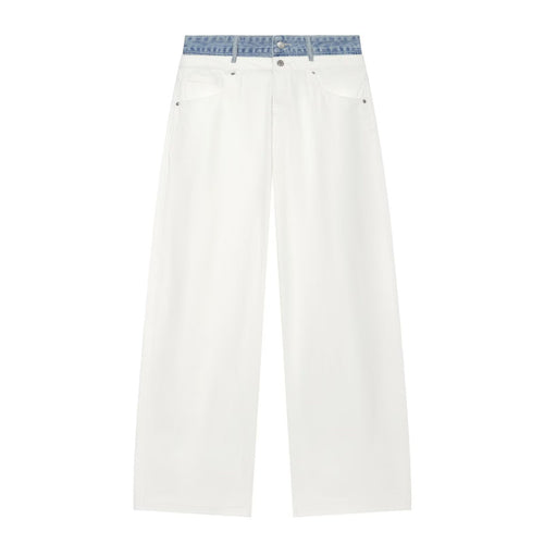 Damen Weitgeschnittene hochtaillierte Jeans mit Kontrast-Denimbund Drune