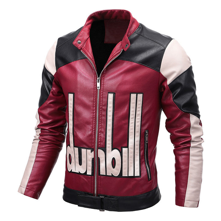 Herren Bikerjacke aus Kunstleder mit markanter Logo‑Applikation und tailliertem Schnitt Drune