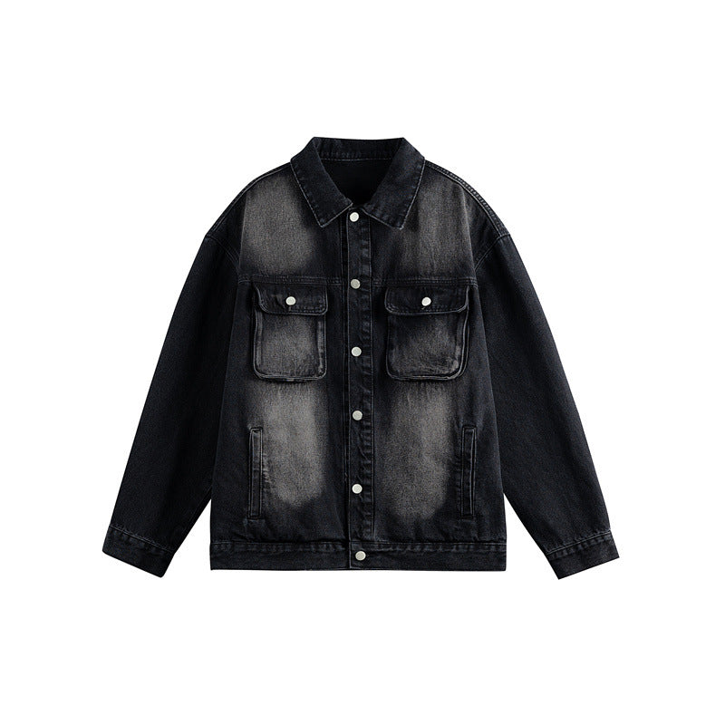 Herren Oversize-Jeansjacke mit Used-Waschung, aufgesetzten Brusttaschen und Knopfverschluss Drune