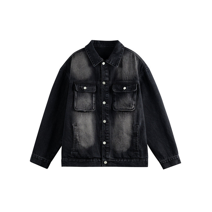 Herren Oversize-Jeansjacke mit Used-Waschung, aufgesetzten Brusttaschen und Knopfverschluss Drune