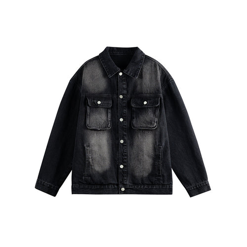 Herren Oversize-Jeansjacke mit Used-Waschung, aufgesetzten Brusttaschen und Knopfverschluss Drune